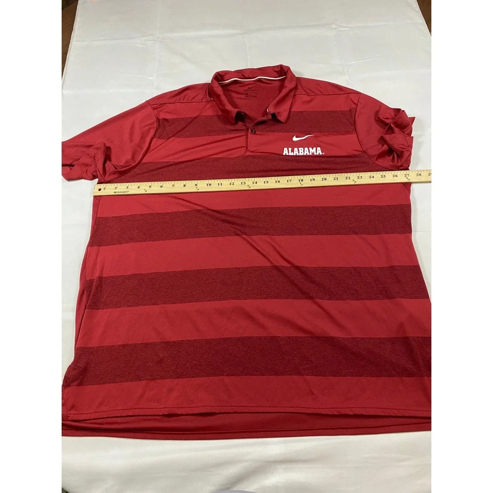 Nike Alabama Crimson Tide Dri-FIT Striped Polo Shirt Mens 3XL Red Short Sleeve